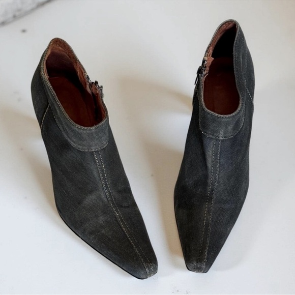 ZARA • Elegant Dark Blue Distressed Jean Material Ankle Booties Boot Shoes - Picture 13 of 13